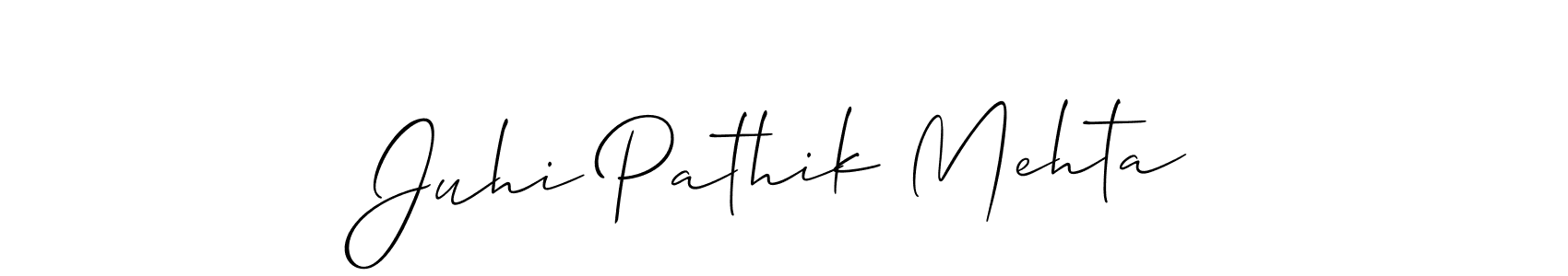 See photos of Juhi Pathik Mehta official signature by Spectra . Check more albums & portfolios. Read reviews & check more about Allison_Script font. Juhi Pathik Mehta signature style 2 images and pictures png