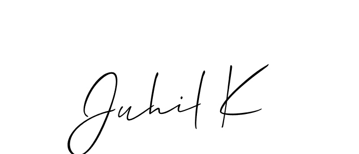 Create a beautiful signature design for name Juhil K. With this signature (Allison_Script) fonts, you can make a handwritten signature for free. Juhil K signature style 2 images and pictures png