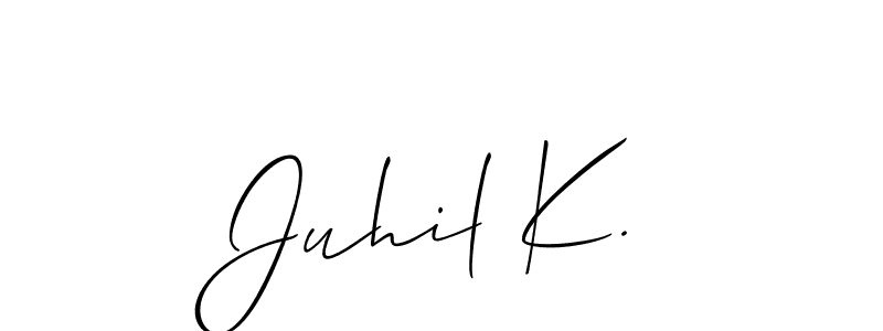 Use a signature maker to create a handwritten signature online. With this signature software, you can design (Allison_Script) your own signature for name Juhil K.. Juhil K. signature style 2 images and pictures png