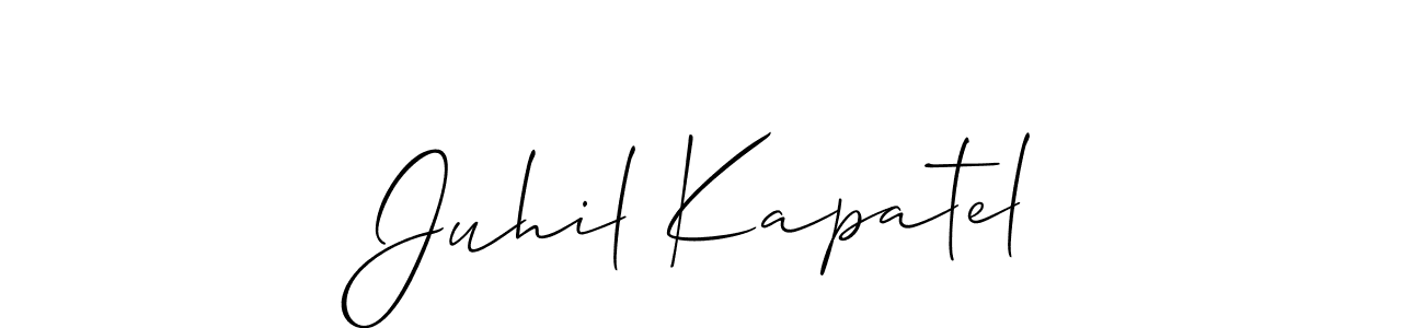 Make a beautiful signature design for name Juhil Kapatel. With this signature (Allison_Script) style, you can create a handwritten signature for free. Juhil Kapatel signature style 2 images and pictures png
