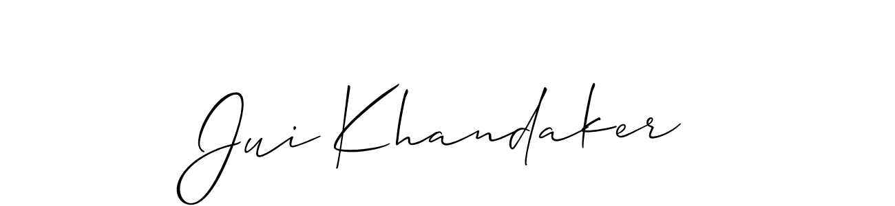 Create a beautiful signature design for name Jui Khandaker. With this signature (Allison_Script) fonts, you can make a handwritten signature for free. Jui Khandaker signature style 2 images and pictures png