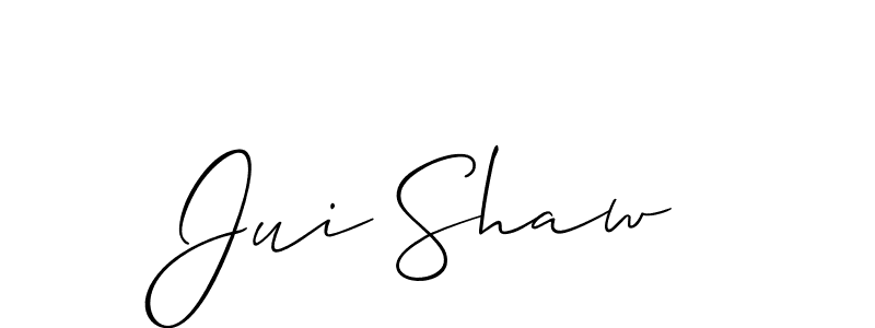 Use a signature maker to create a handwritten signature online. With this signature software, you can design (Allison_Script) your own signature for name Jui Shaw. Jui Shaw signature style 2 images and pictures png