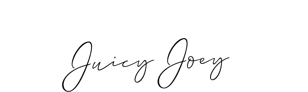 The best way (Allison_Script) to make a short signature is to pick only two or three words in your name. The name Juicy Joey include a total of six letters. For converting this name. Juicy Joey signature style 2 images and pictures png