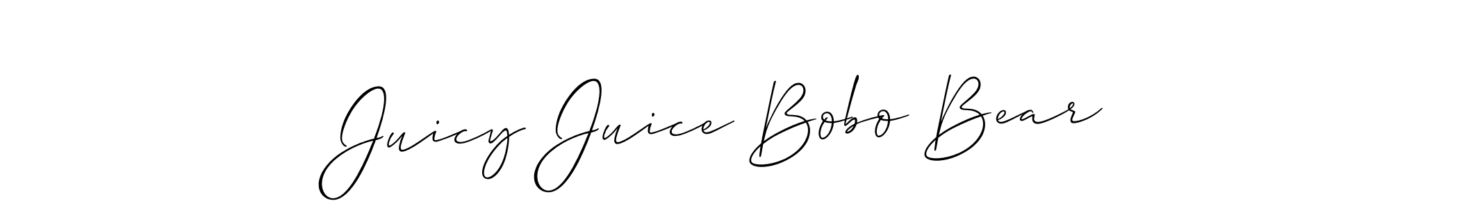 Make a beautiful signature design for name Juicy Juice Bobo Bear. With this signature (Allison_Script) style, you can create a handwritten signature for free. Juicy Juice Bobo Bear signature style 2 images and pictures png