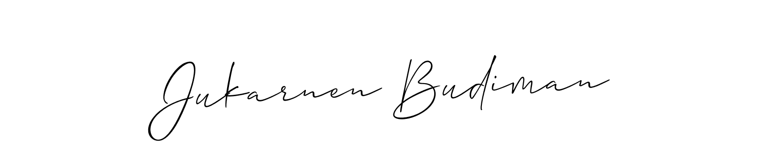 Make a beautiful signature design for name Jukarnen Budiman. With this signature (Allison_Script) style, you can create a handwritten signature for free. Jukarnen Budiman signature style 2 images and pictures png