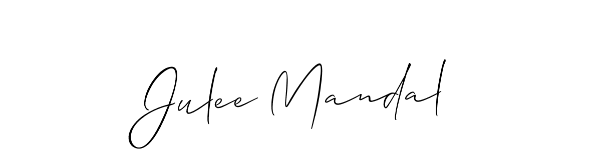 Also You can easily find your signature by using the search form. We will create Julee Mandal name handwritten signature images for you free of cost using Allison_Script sign style. Julee Mandal signature style 2 images and pictures png