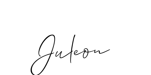 You should practise on your own different ways (Allison_Script) to write your name (Juleon) in signature. don't let someone else do it for you. Juleon signature style 2 images and pictures png