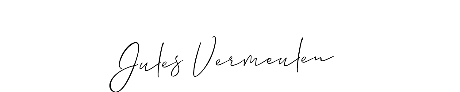 How to make Jules Vermeulen name signature. Use Allison_Script style for creating short signs online. This is the latest handwritten sign. Jules Vermeulen signature style 2 images and pictures png