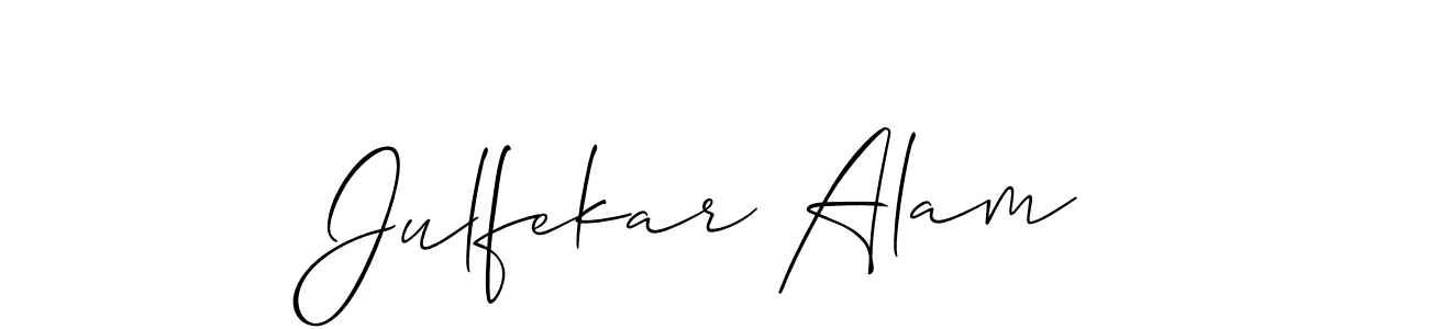 The best way (Allison_Script) to make a short signature is to pick only two or three words in your name. The name Julfekar Alam include a total of six letters. For converting this name. Julfekar Alam signature style 2 images and pictures png