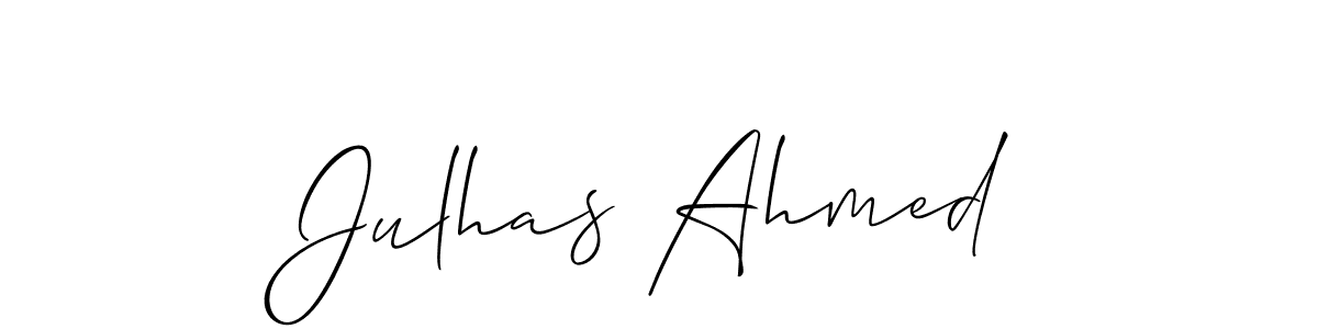 Make a short Julhas Ahmed signature style. Manage your documents anywhere anytime using Allison_Script. Create and add eSignatures, submit forms, share and send files easily. Julhas Ahmed signature style 2 images and pictures png