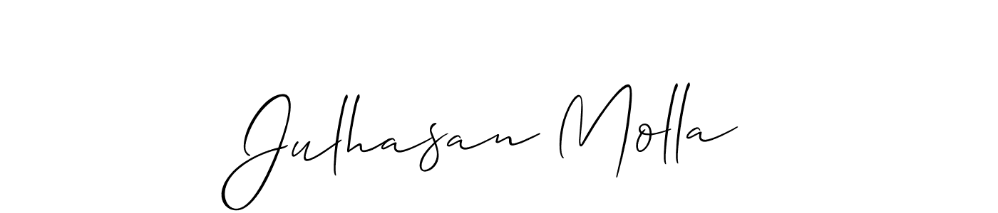 Use a signature maker to create a handwritten signature online. With this signature software, you can design (Allison_Script) your own signature for name Julhasan Molla. Julhasan Molla signature style 2 images and pictures png