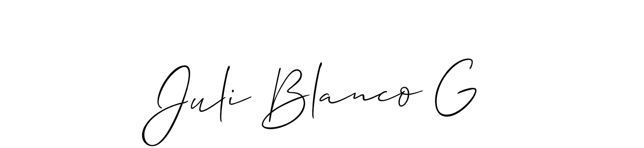 Also You can easily find your signature by using the search form. We will create Juli Blanco G name handwritten signature images for you free of cost using Allison_Script sign style. Juli Blanco G signature style 2 images and pictures png