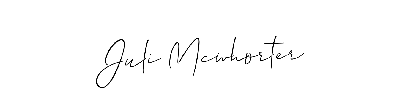 You should practise on your own different ways (Allison_Script) to write your name (Juli Mcwhorter) in signature. don't let someone else do it for you. Juli Mcwhorter signature style 2 images and pictures png