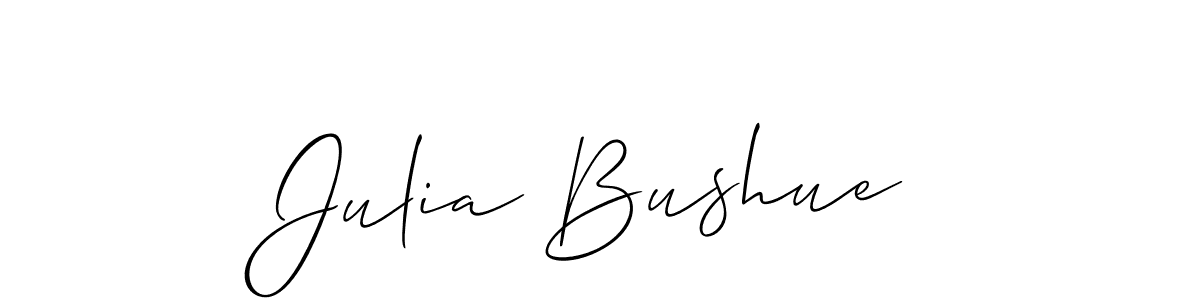 How to make Julia Bushue name signature. Use Allison_Script style for creating short signs online. This is the latest handwritten sign. Julia Bushue signature style 2 images and pictures png