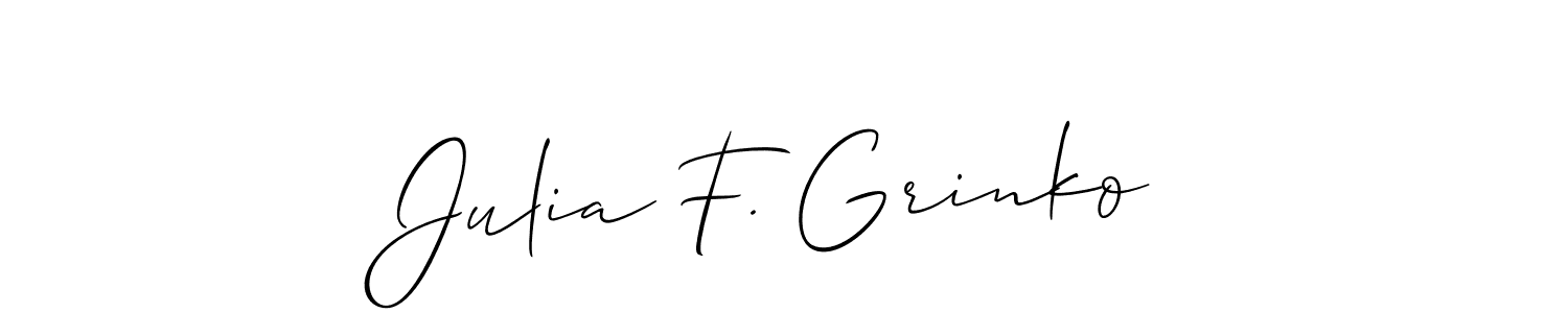 if you are searching for the best signature style for your name Julia F. Grinko. so please give up your signature search. here we have designed multiple signature styles  using Allison_Script. Julia F. Grinko signature style 2 images and pictures png