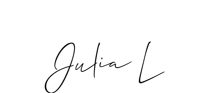 Design your own signature with our free online signature maker. With this signature software, you can create a handwritten (Allison_Script) signature for name Julia L. Julia L signature style 2 images and pictures png