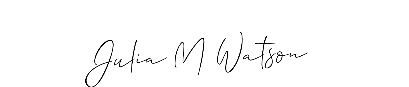 The best way (Allison_Script) to make a short signature is to pick only two or three words in your name. The name Julia M Watson include a total of six letters. For converting this name. Julia M Watson signature style 2 images and pictures png