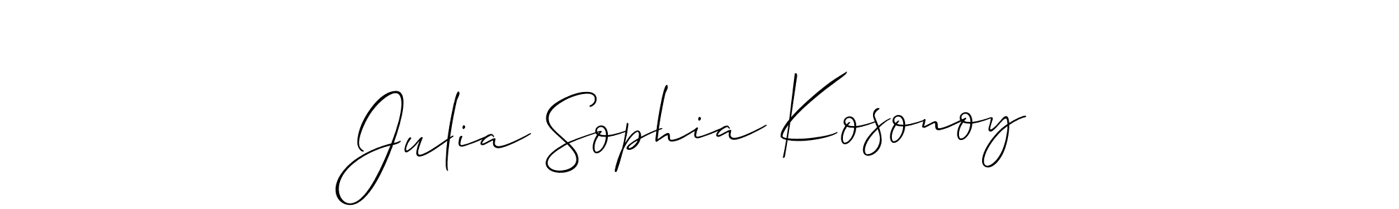 You should practise on your own different ways (Allison_Script) to write your name (Julia Sophia Kosonoy) in signature. don't let someone else do it for you. Julia Sophia Kosonoy signature style 2 images and pictures png