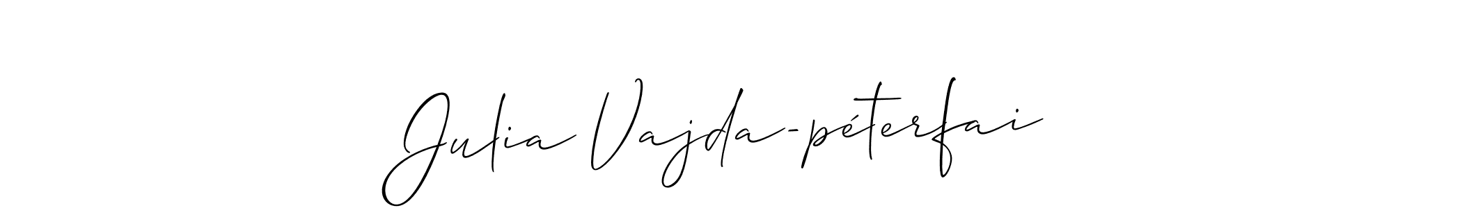 Make a short Julia Vajda-péterfai signature style. Manage your documents anywhere anytime using Allison_Script. Create and add eSignatures, submit forms, share and send files easily. Julia Vajda-péterfai signature style 2 images and pictures png