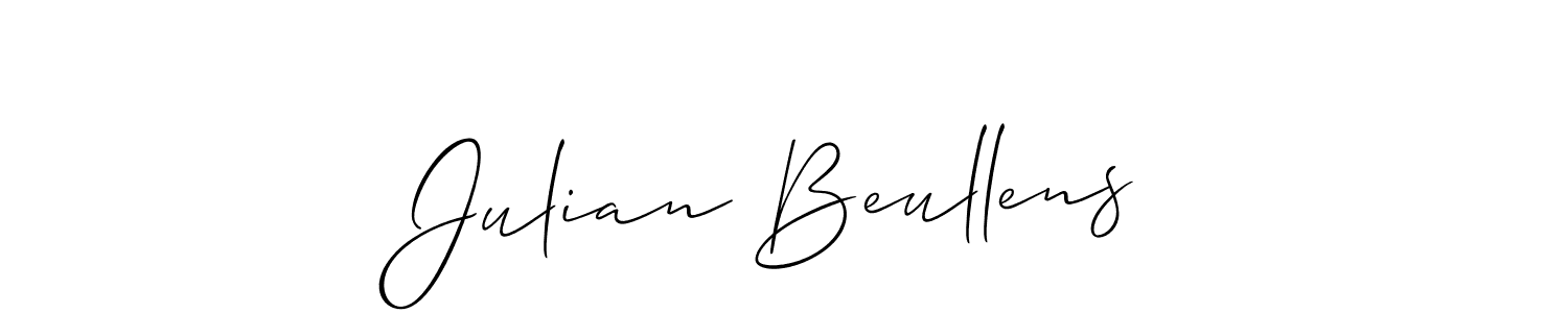 The best way (Allison_Script) to make a short signature is to pick only two or three words in your name. The name Julian Beullens include a total of six letters. For converting this name. Julian Beullens signature style 2 images and pictures png