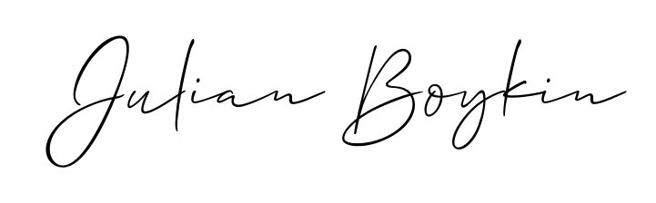 Create a personalized artistic stamp with Julian Boykin in Allison_Script font. Perfect for visual artists, designers, and influencers. Julian Boykin signature style 2 images and pictures png
