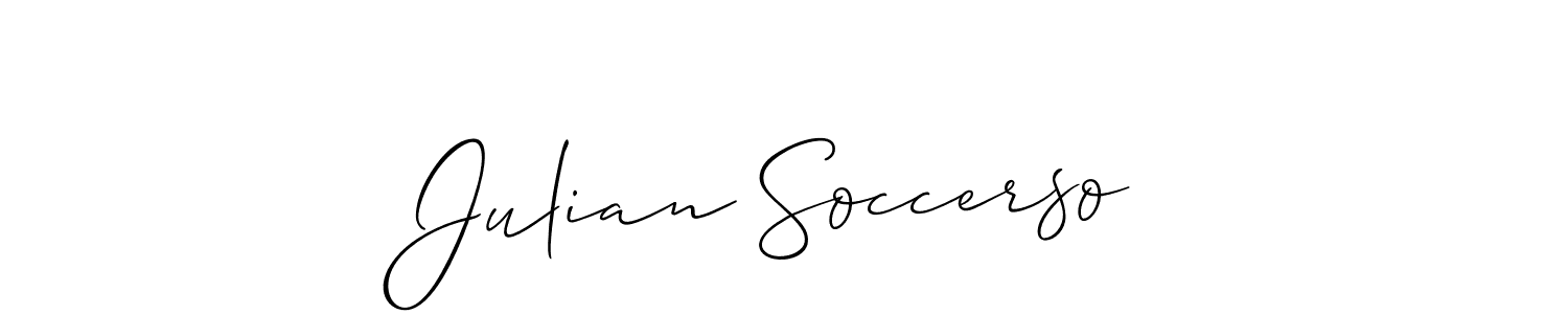 Make a short Julian Soccerso signature style. Manage your documents anywhere anytime using Allison_Script. Create and add eSignatures, submit forms, share and send files easily. Julian Soccerso signature style 2 images and pictures png