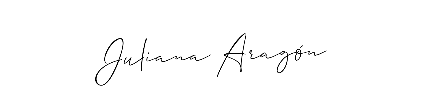 You should practise on your own different ways (Allison_Script) to write your name (Juliana Aragón) in signature. don't let someone else do it for you. Juliana Aragón signature style 2 images and pictures png