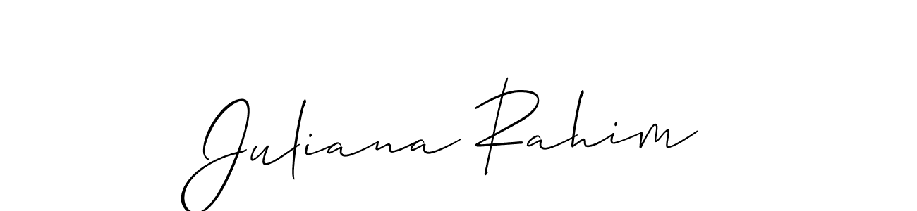 You should practise on your own different ways (Allison_Script) to write your name (Juliana Rahim) in signature. don't let someone else do it for you. Juliana Rahim signature style 2 images and pictures png