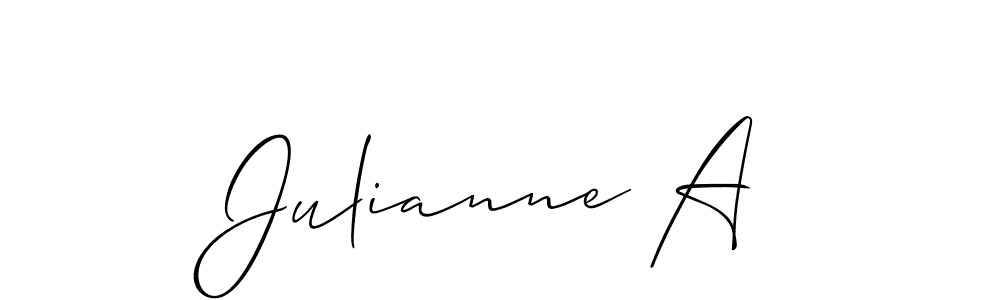 How to make Julianne A signature? Allison_Script is a professional autograph style. Create handwritten signature for Julianne A name. Julianne A signature style 2 images and pictures png