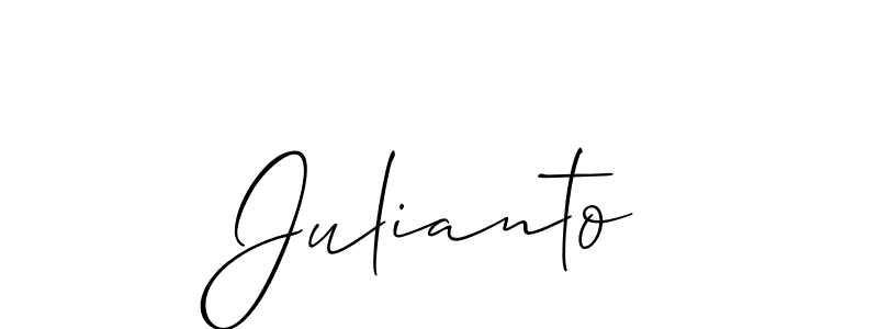 Also You can easily find your signature by using the search form. We will create Julianto name handwritten signature images for you free of cost using Allison_Script sign style. Julianto signature style 2 images and pictures png