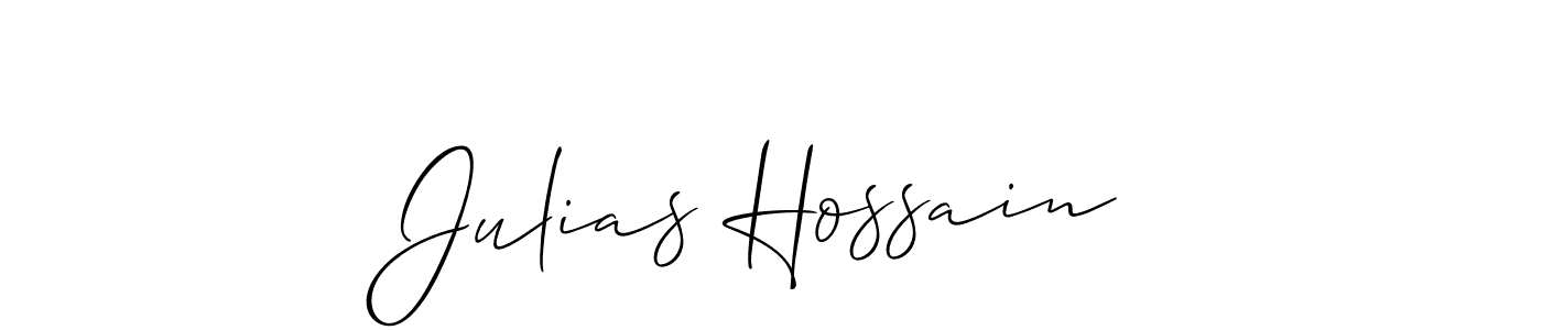 The best way (Allison_Script) to make a short signature is to pick only two or three words in your name. The name Julias Hossain include a total of six letters. For converting this name. Julias Hossain signature style 2 images and pictures png