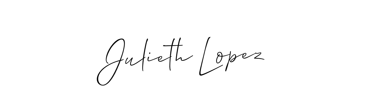 Make a short Julieth Lopez signature style. Manage your documents anywhere anytime using Allison_Script. Create and add eSignatures, submit forms, share and send files easily. Julieth Lopez signature style 2 images and pictures png