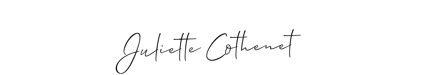 Use a signature maker to create a handwritten signature online. With this signature software, you can design (Allison_Script) your own signature for name Juliette Cothenet. Juliette Cothenet signature style 2 images and pictures png