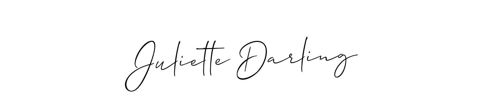 Make a short Juliette Darling signature style. Manage your documents anywhere anytime using Allison_Script. Create and add eSignatures, submit forms, share and send files easily. Juliette Darling signature style 2 images and pictures png