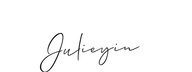 The best way (Allison_Script) to make a short signature is to pick only two or three words in your name. The name Julieyin include a total of six letters. For converting this name. Julieyin signature style 2 images and pictures png