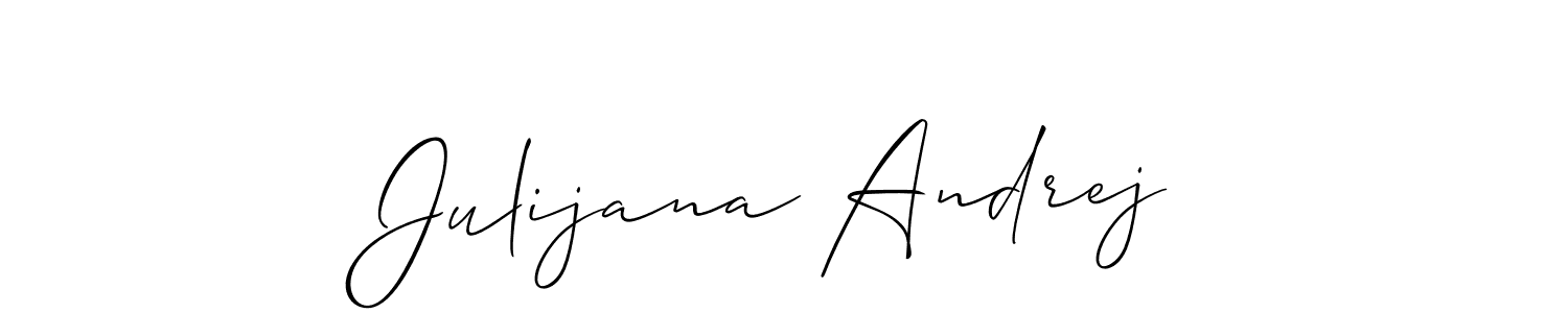 Use a signature maker to create a handwritten signature online. With this signature software, you can design (Allison_Script) your own signature for name Julijana Andrej. Julijana Andrej signature style 2 images and pictures png