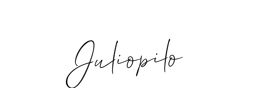 The best way (Allison_Script) to make a short signature is to pick only two or three words in your name. The name Juliopilo include a total of six letters. For converting this name. Juliopilo signature style 2 images and pictures png