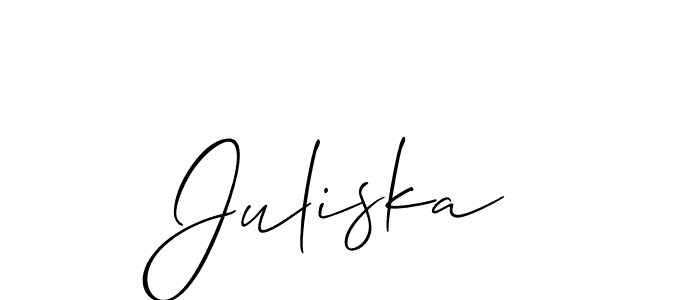 It looks lik you need a new signature style for name Juliska. Design unique handwritten (Allison_Script) signature with our free signature maker in just a few clicks. Juliska signature style 2 images and pictures png