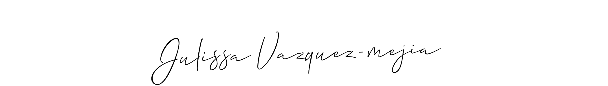 Create a beautiful signature design for name Julissa Vazquez-mejia. With this signature (Allison_Script) fonts, you can make a handwritten signature for free. Julissa Vazquez-mejia signature style 2 images and pictures png