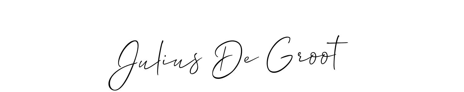 You should practise on your own different ways (Allison_Script) to write your name (Julius De Groot) in signature. don't let someone else do it for you. Julius De Groot signature style 2 images and pictures png