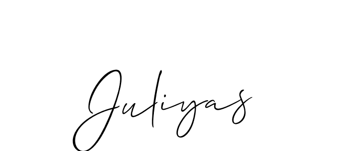 Design your own signature with our free online signature maker. With this signature software, you can create a handwritten (Allison_Script) signature for name Juliyas. Juliyas signature style 2 images and pictures png