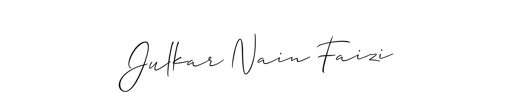 Use a signature maker to create a handwritten signature online. With this signature software, you can design (Allison_Script) your own signature for name Julkar Nain Faizi. Julkar Nain Faizi signature style 2 images and pictures png