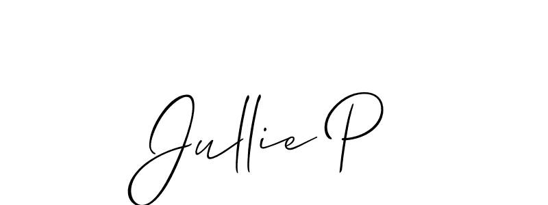 Once you've used our free online signature maker to create your best signature Allison_Script style, it's time to enjoy all of the benefits that Jullie P name signing documents. Jullie P signature style 2 images and pictures png