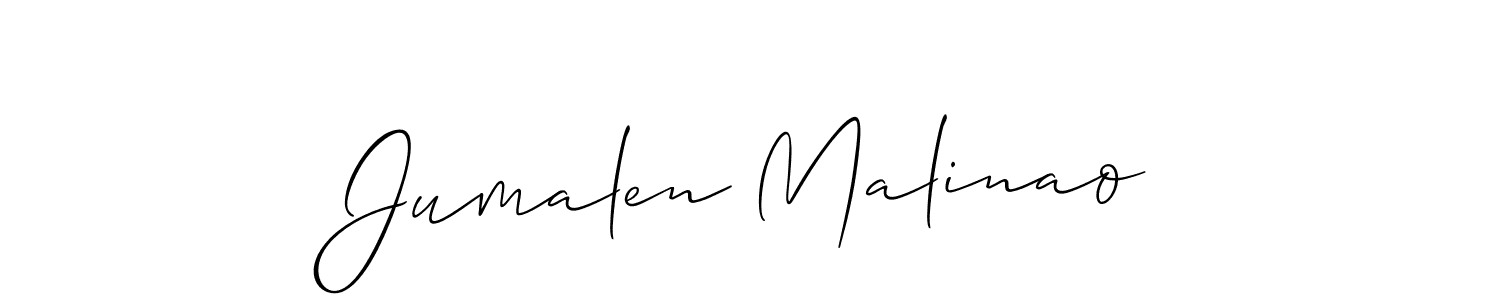 Design your own signature with our free online signature maker. With this signature software, you can create a handwritten (Allison_Script) signature for name Jumalen Malinao. Jumalen Malinao signature style 2 images and pictures png