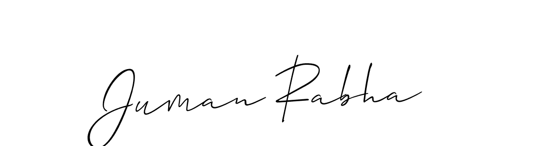 Use a signature maker to create a handwritten signature online. With this signature software, you can design (Allison_Script) your own signature for name Juman Rabha. Juman Rabha signature style 2 images and pictures png