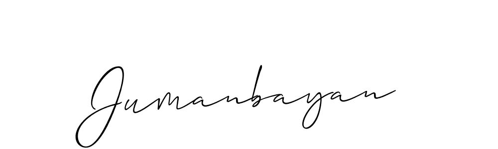 Make a beautiful signature design for name Jumanbayan. With this signature (Allison_Script) style, you can create a handwritten signature for free. Jumanbayan signature style 2 images and pictures png