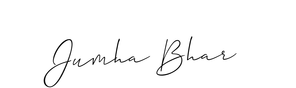 How to Draw Jumha Bhar signature style? Allison_Script is a latest design signature styles for name Jumha Bhar. Jumha Bhar signature style 2 images and pictures png