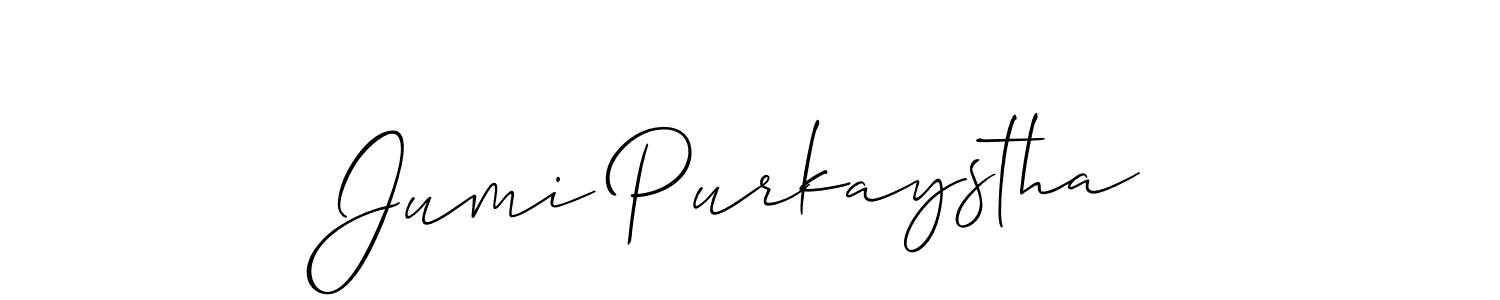 Use a signature maker to create a handwritten signature online. With this signature software, you can design (Allison_Script) your own signature for name Jumi Purkaystha. Jumi Purkaystha signature style 2 images and pictures png