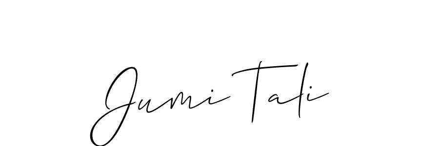 Make a beautiful signature design for name Jumi Tali. With this signature (Allison_Script) style, you can create a handwritten signature for free. Jumi Tali signature style 2 images and pictures png