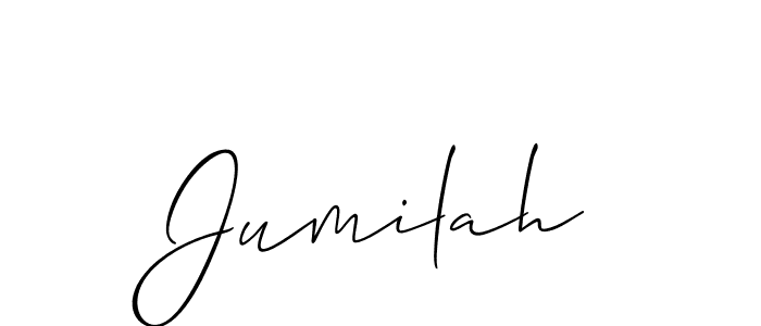 The best way (Allison_Script) to make a short signature is to pick only two or three words in your name. The name Jumilah include a total of six letters. For converting this name. Jumilah signature style 2 images and pictures png